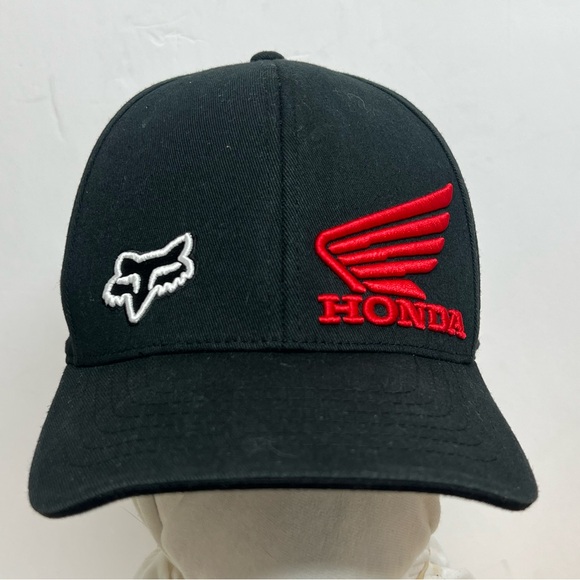 Authentic HONDA FOX HRC Racing Hat Black RED Flexfit L/XL - NICE - Picture 1 of 8